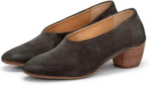 MOOMMO Women Chunky Stacked Heel Loafers Suede Round Toe Loafer Pumps Vintage 2 inch Block Heel Dress Shoes Slip on Closed Toe Loafer Heels Office Ladies Casual Comfort Cute Retro 4-11 M US