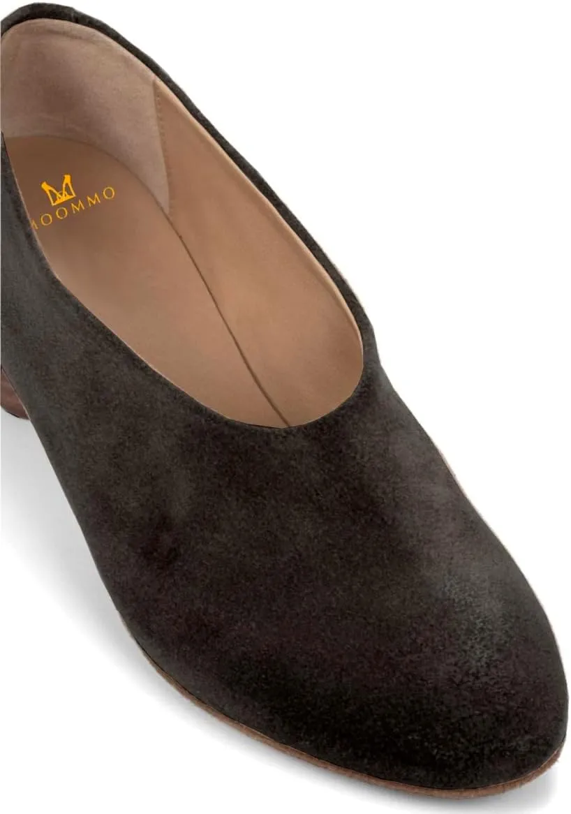 MOOMMO Women Chunky Stacked Heel Loafers Suede Round Toe Loafer Pumps Vintage 2 inch Block Heel Dress Shoes Slip on Closed Toe Loafer Heels Office Ladies Casual Comfort Cute Retro 4-11 M US