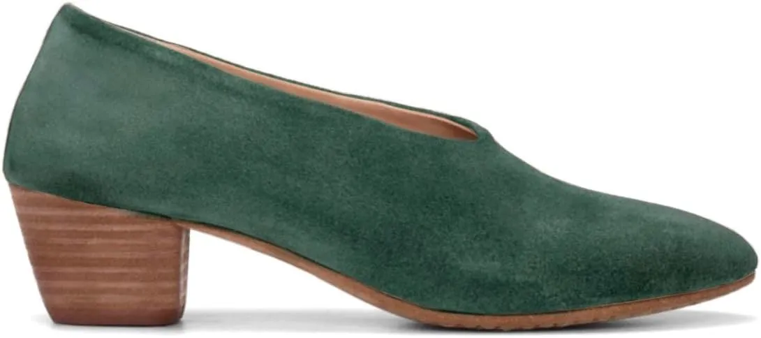 MOOMMO Women Chunky Stacked Heel Loafers Suede Round Toe Loafer Pumps Vintage 2 inch Block Heel Dress Shoes Slip on Closed Toe Loafer Heels Office Ladies Casual Comfort Cute Retro 4-11 M US