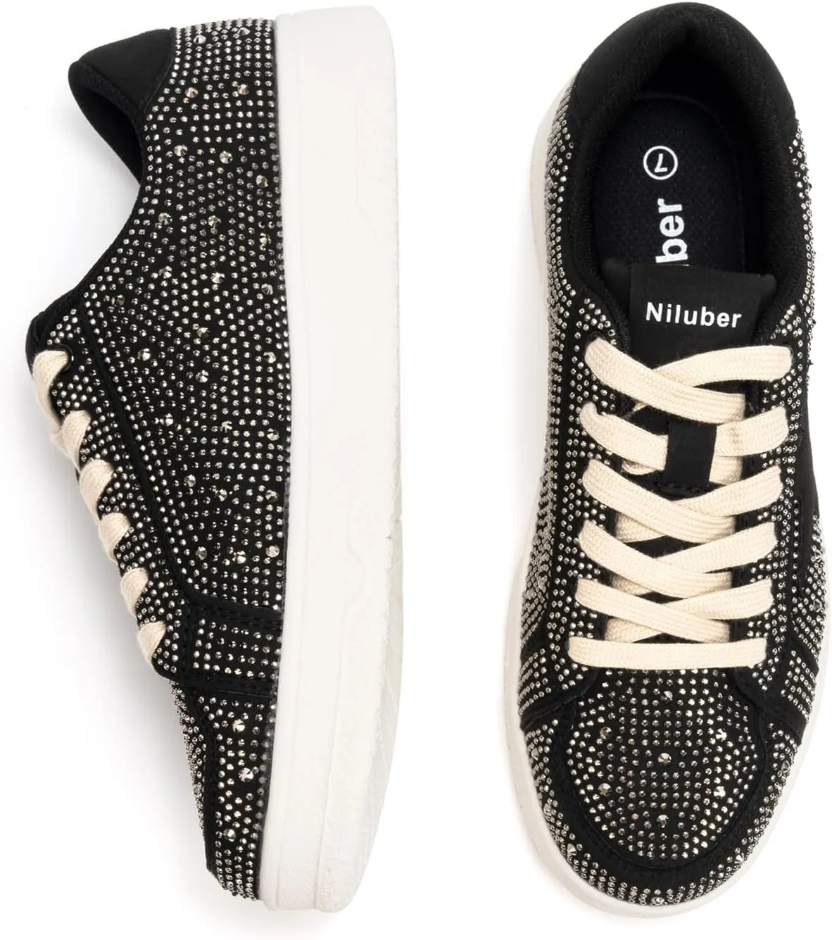 Niluber Star Sneakers for Women Low Top Comfortable Cushioned White Gold Sliver Leopard Platform Sneakers Lace Up Red Glitter Platform Party Shoes