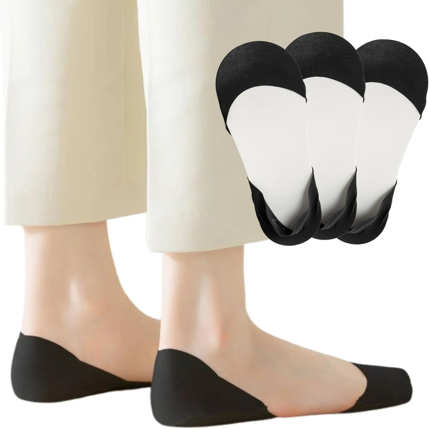 No Show Socks for Flats Heels Pumps Lofers Low Cut Non-Slip Invisible Liner Socks for Women by Flammi