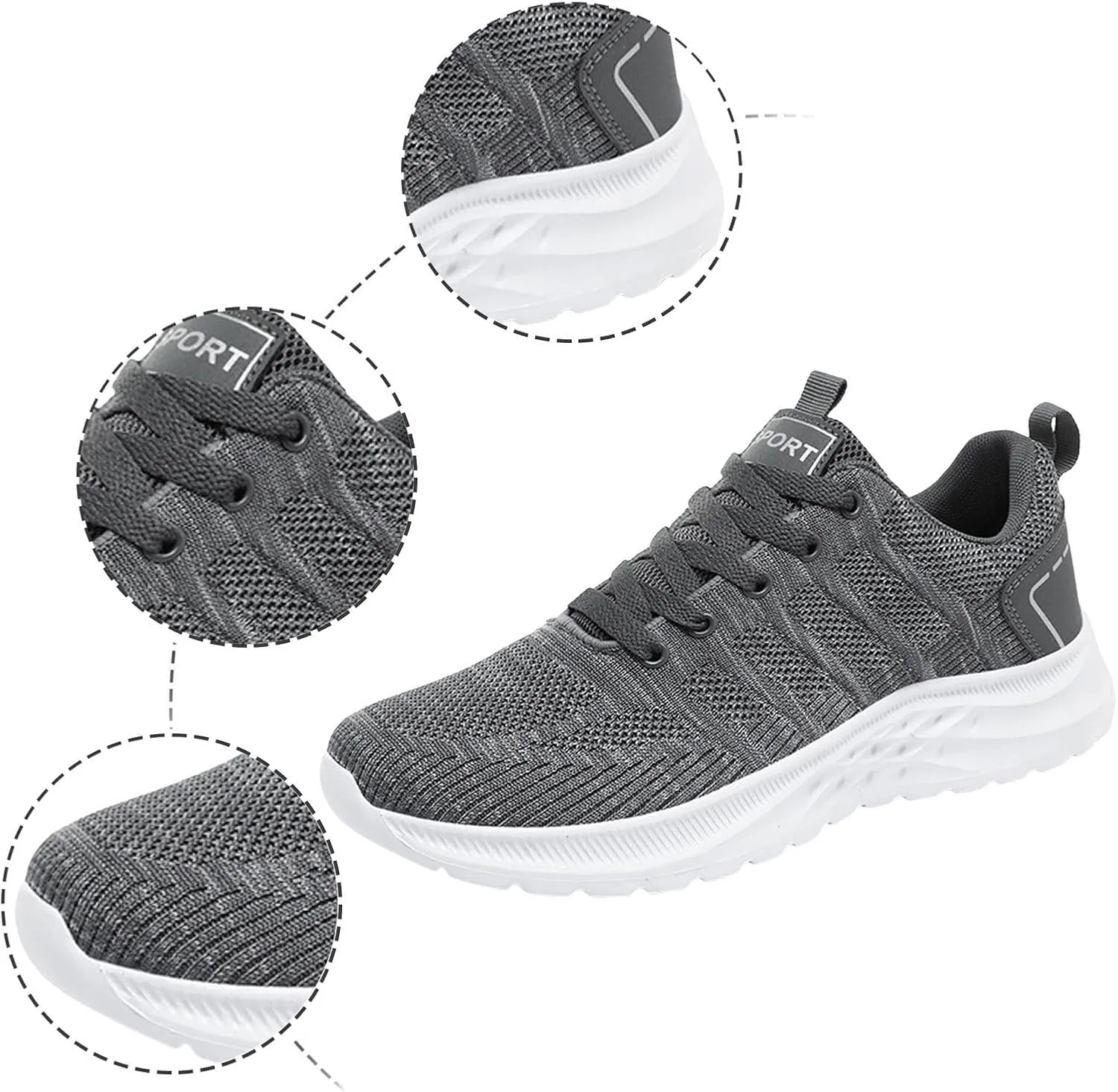 Non Slip Work Sport Shoes for Men Recovery Air Athletic Running Tennis Shoe Lightweight Diabetic Shoes for Men