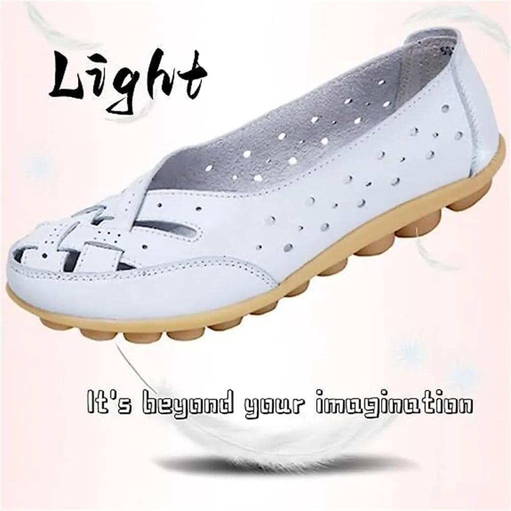 Orthopedic Loafers in Breathable Leather Casual Slip-On Hands-Free Flat Loafer Flats Sandals Slip-On Cutout