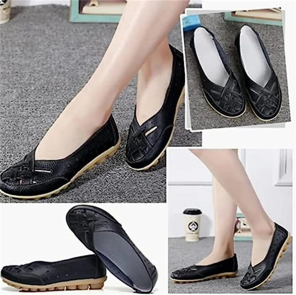 Orthopedic Loafers in Breathable Leather Casual Slip-On Hands-Free Flat Loafer Flats Sandals Slip-On Cutout