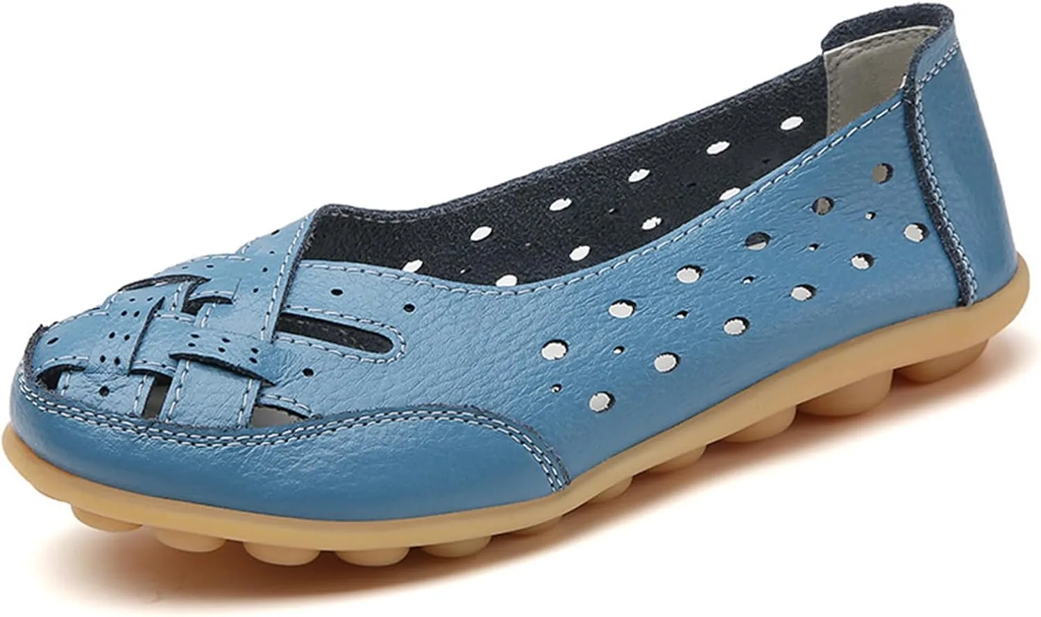 Orthopedic Loafers in Breathable Leather Casual Slip-On Hands-Free Flat Loafer Flats Sandals Slip-On Cutout