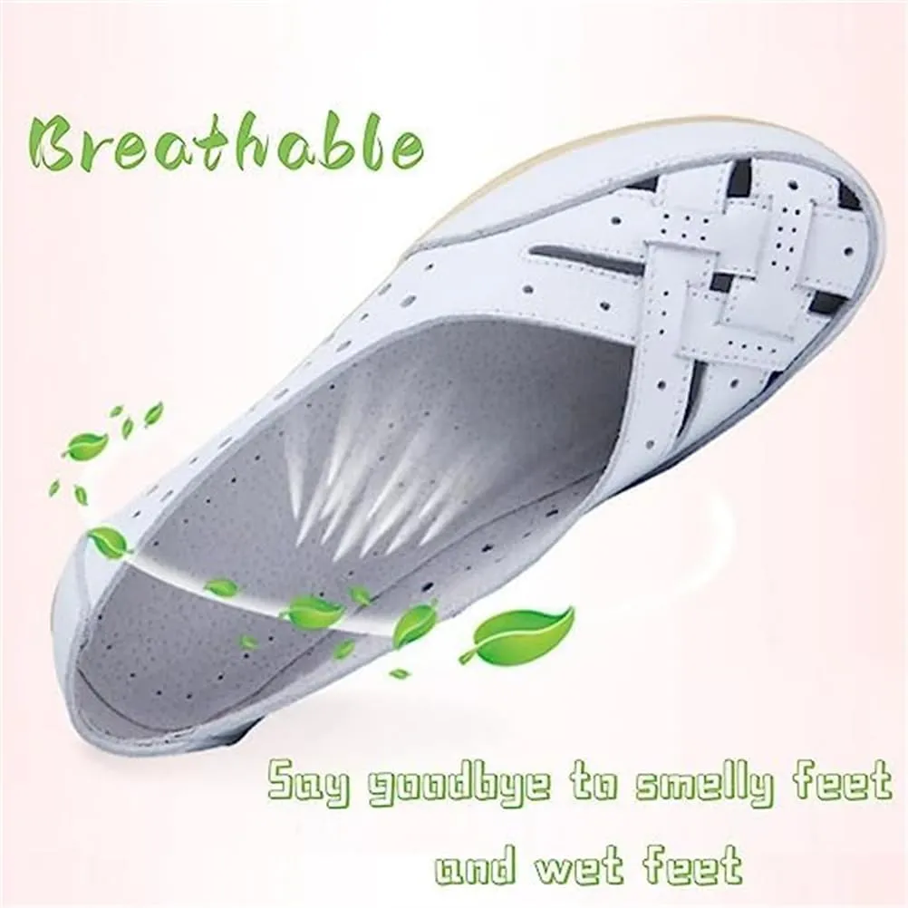 Orthopedic Loafers in Breathable Leather Casual Slip-On Hands-Free Flat Loafer Flats Sandals Slip-On Cutout
