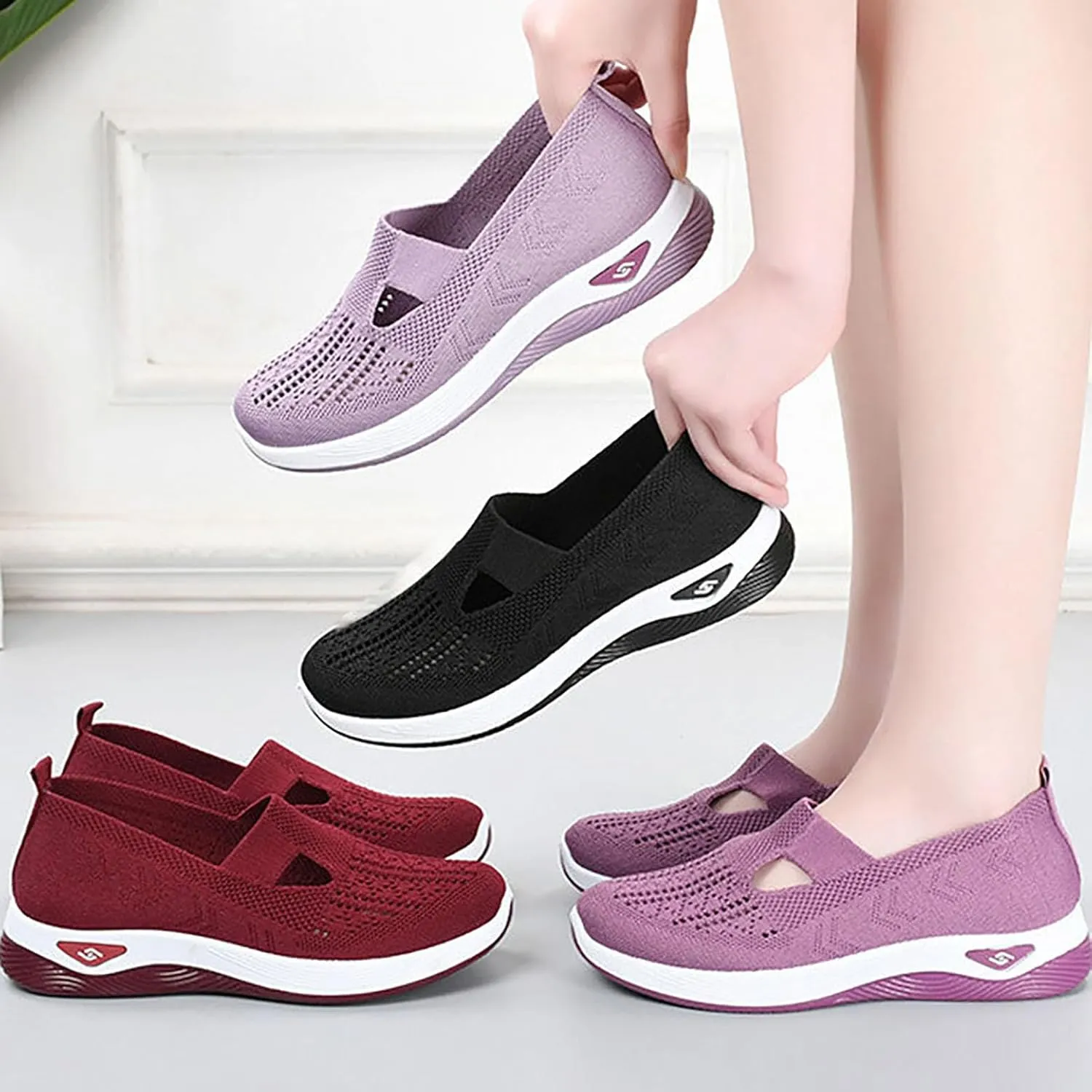 Orthopedic Sneakers for Women Air Cushioned Orthopedic Skateboarding Shoes Walking Shoes Woven Breathable Soft Sole Shoes Arch Support Platform Orthopedic Sneakers