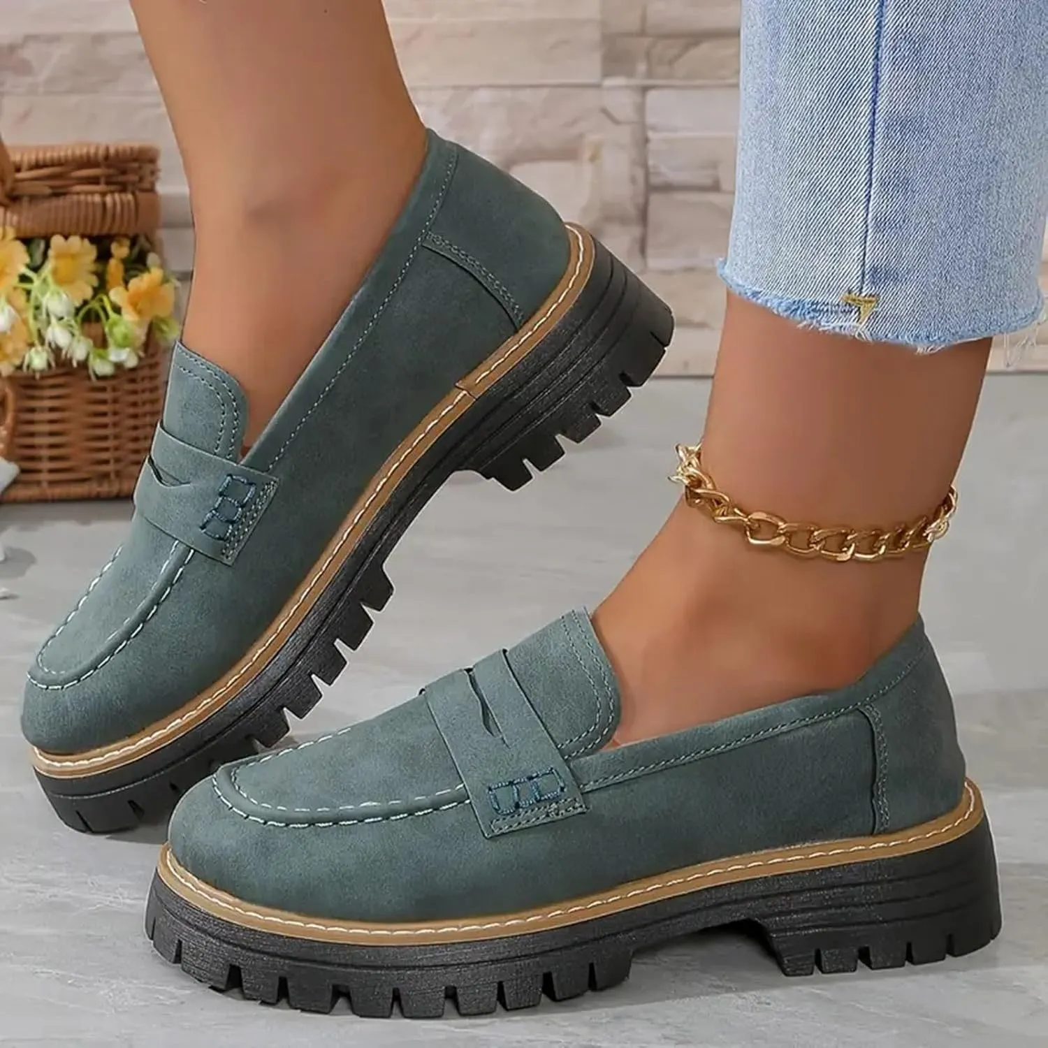Orthoture-Orthopedic Platform Loafers Comfort Lightweight Shoes Womens Round Toe Walking Shoes Slip on Casual Shoes