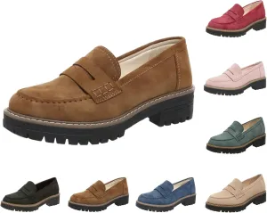 Orthoture-Orthopedic Platform Loafers Comfort Walking Shoes Womens Round Toe Slip on Loafers Lightweight Chunky Heel Shoes