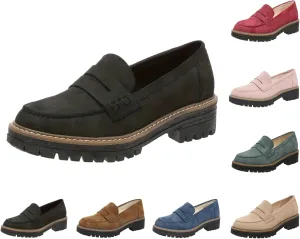 Orthoture-Orthopedic Platform Loafers Womens Round Toe Slip on Loafers Comfort Walking Shoes Lightweight Chunky Heel Loafers