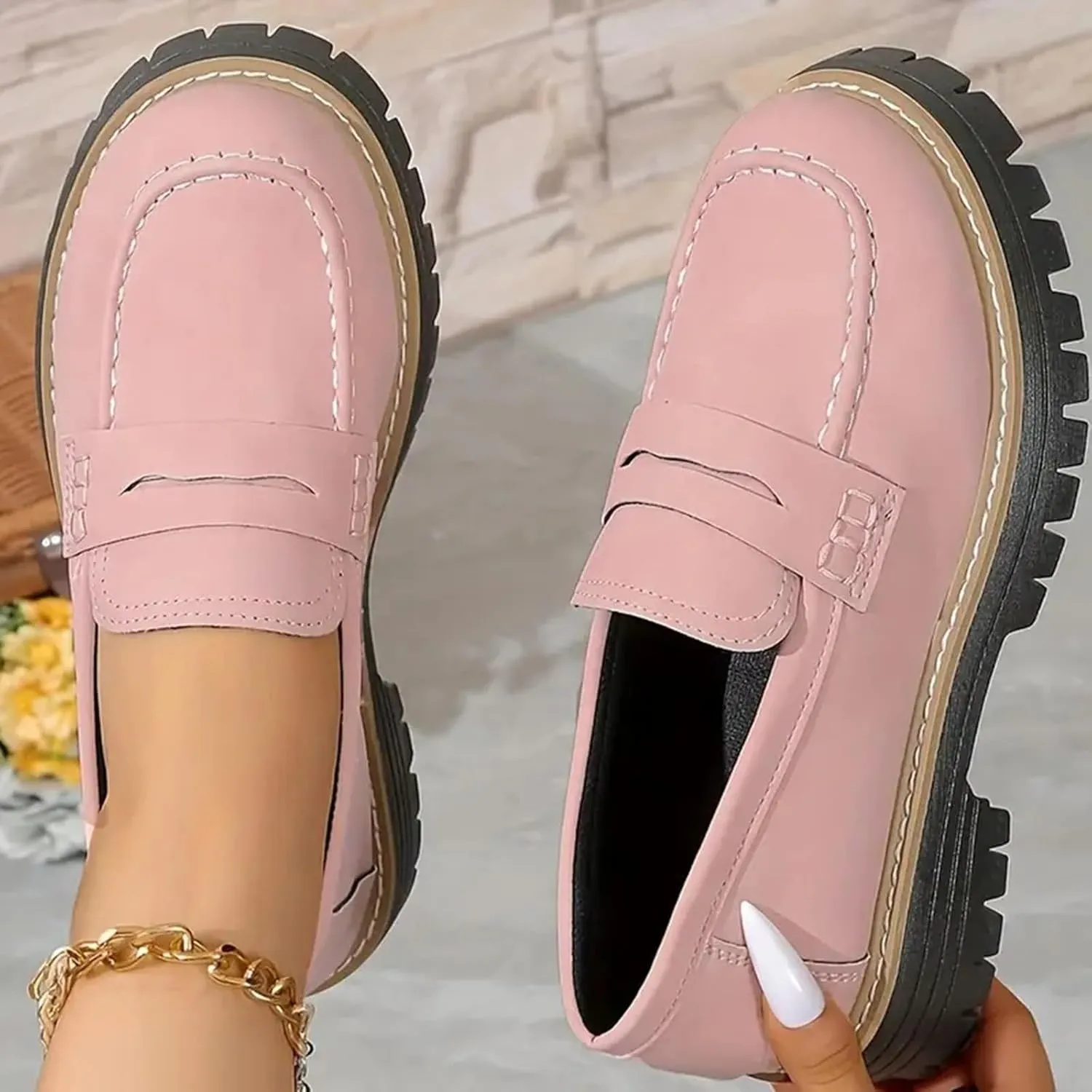 Orthoture-Orthopedic Platform Loafers Womens Round Toe Walking Shoes Comfort Lightweight Shoes Slip-on Casual Shoes