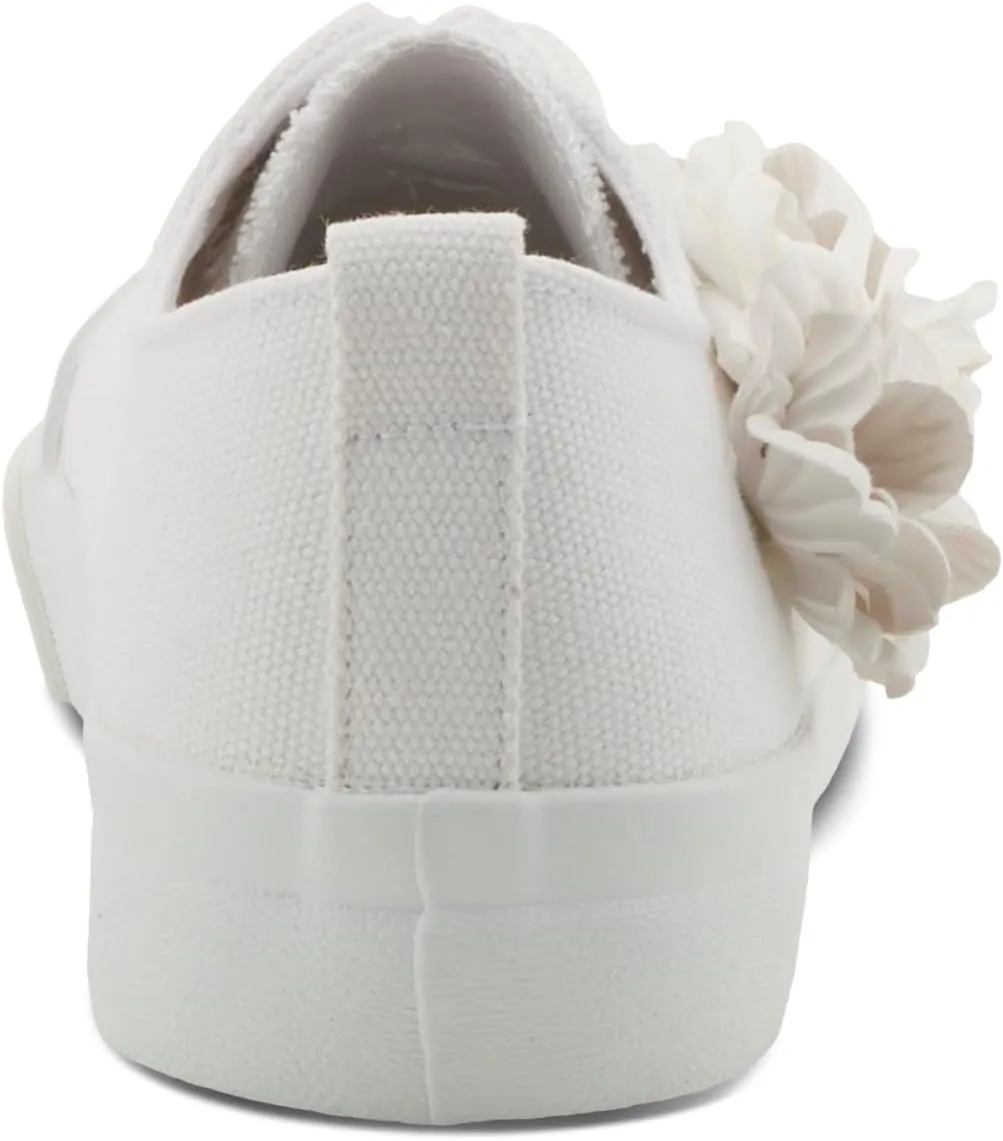PATRIZIA Women's Fleur Lace-Up Canvas Sneakers - Floral Appliqué, Cushioned Comfort, 3/4" Heel