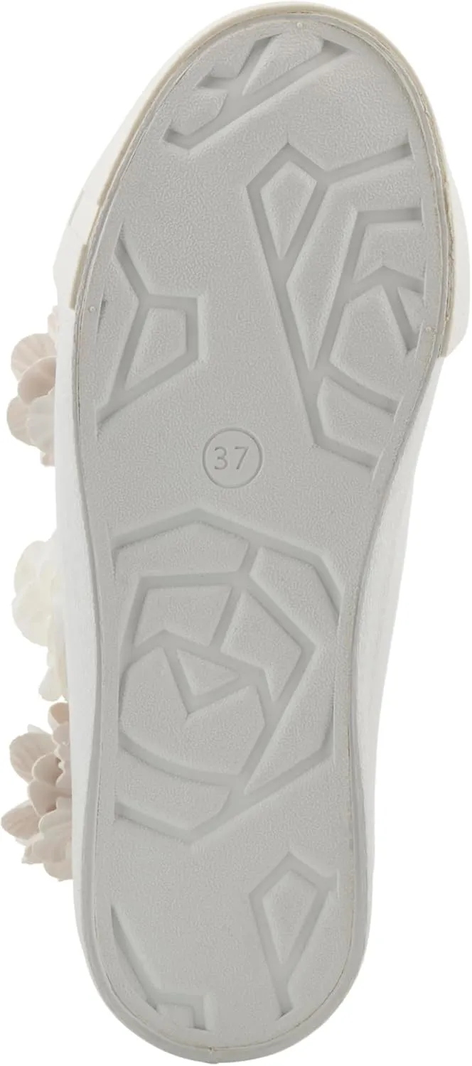 PATRIZIA Women's Fleur Lace-Up Canvas Sneakers - Floral Appliqué, Cushioned Comfort, 3/4" Heel