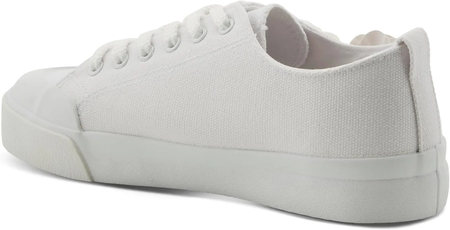 PATRIZIA Women's Fleur Lace-Up Canvas Sneakers - Floral Appliqué, Cushioned Comfort, 3/4" Heel