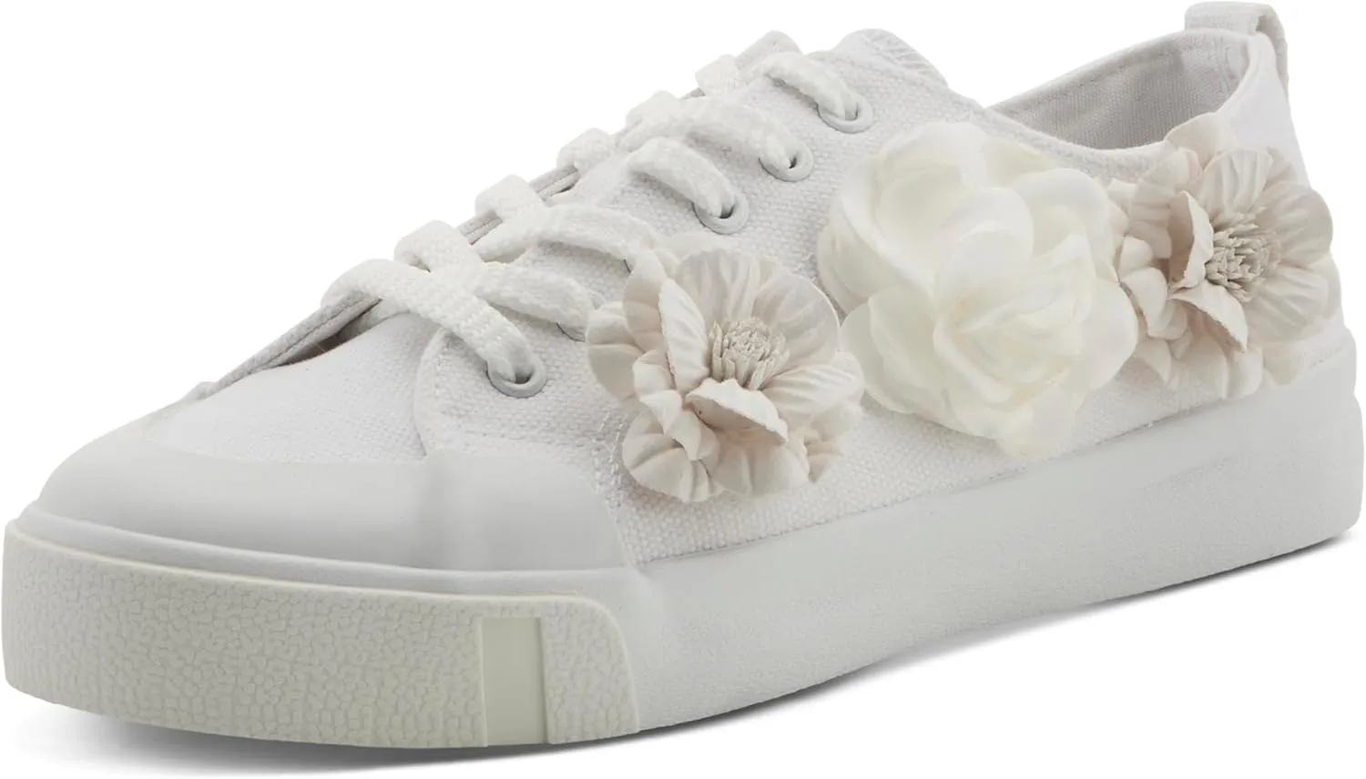 PATRIZIA Women's Fleur Lace-Up Canvas Sneakers - Floral Appliqué, Cushioned Comfort, 3/4" Heel