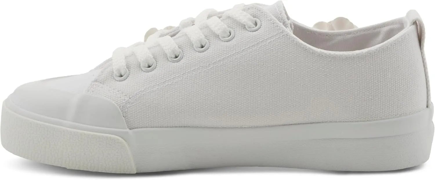 PATRIZIA Women's Fleur Lace-Up Canvas Sneakers - Floral Appliqué, Cushioned Comfort, 3/4" Heel