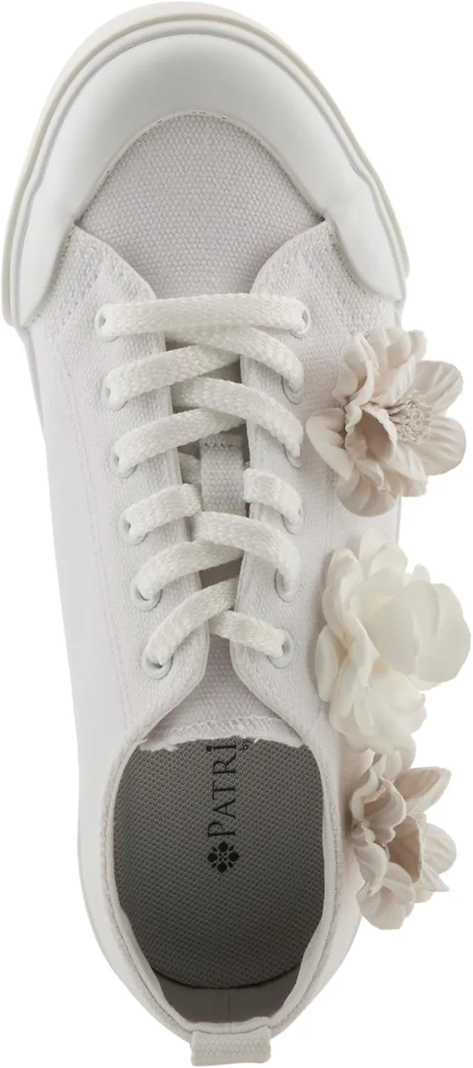 PATRIZIA Women's Fleur Lace-Up Canvas Sneakers - Floral Appliqué, Cushioned Comfort, 3/4" Heel