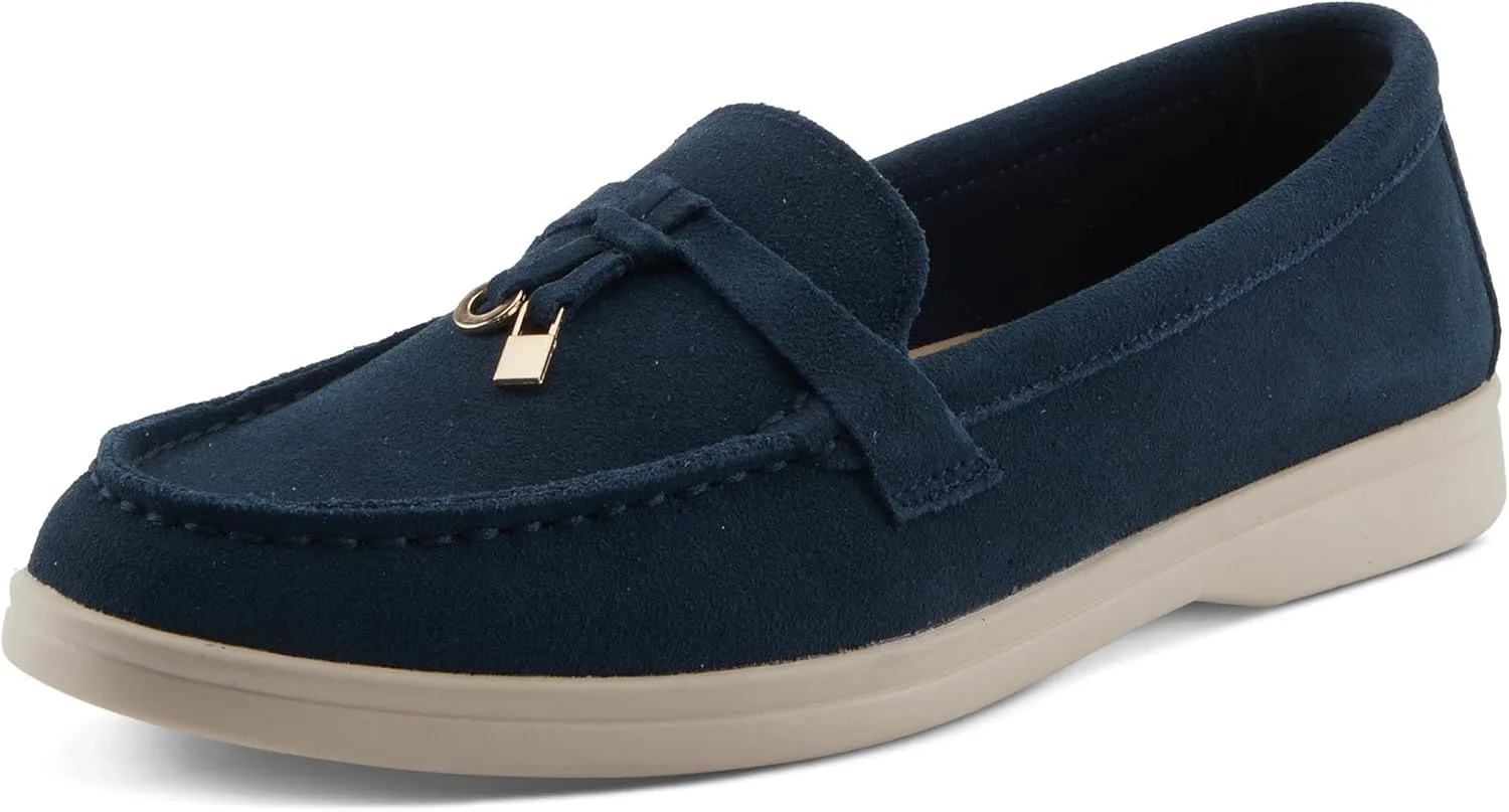 PATRIZIA Women's ISMENE Slip-On Suede Loafers - Almond Toe, Decorative Tassel, Luxurious Comfort