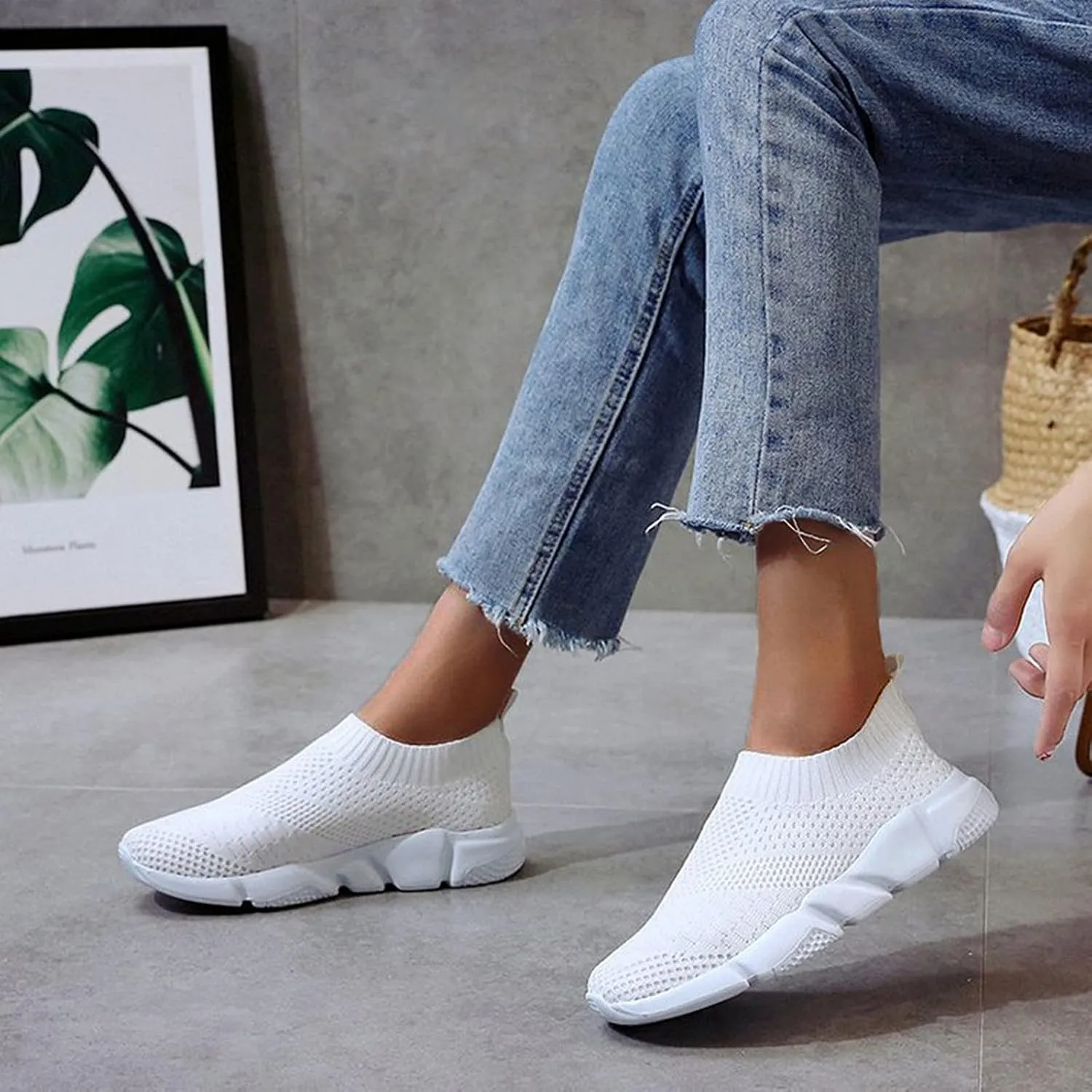 Platform Sneakers for Women 2023 Non Slip Zapatillas Blancas para Mujer De Tacon Bajo Black Tennis Shoes for Women Non Slip Women's Sneakers Wide Zapatos De Trabajo para Mujer
