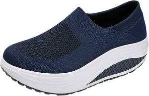 Platform Sneakers for Women Wide Toe All Black Tennis Shoes for Women Slip On Womens Fall Shoes 2023 Casual Wedge Sneakers for Women Dressy Sneakers Non Slip Work Shoes for Women