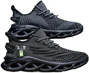Plus Size Men's Comfort Sneakers - Breathable Solid Color Non-Slip Sole - Shock-Absorbing Outdoor Footwear Sport Shoes