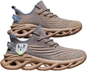 Plus Size Men's Comfort Sneakers - Breathable Solid Color Non-Slip Sole - Shock-Absorbing Outdoor Footwear Sport Shoes