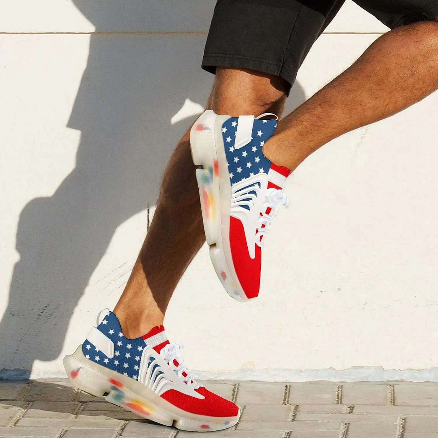 Polish American Flag Men's Running Shoes Lightweight Walking Shoe Breathable Sneaker