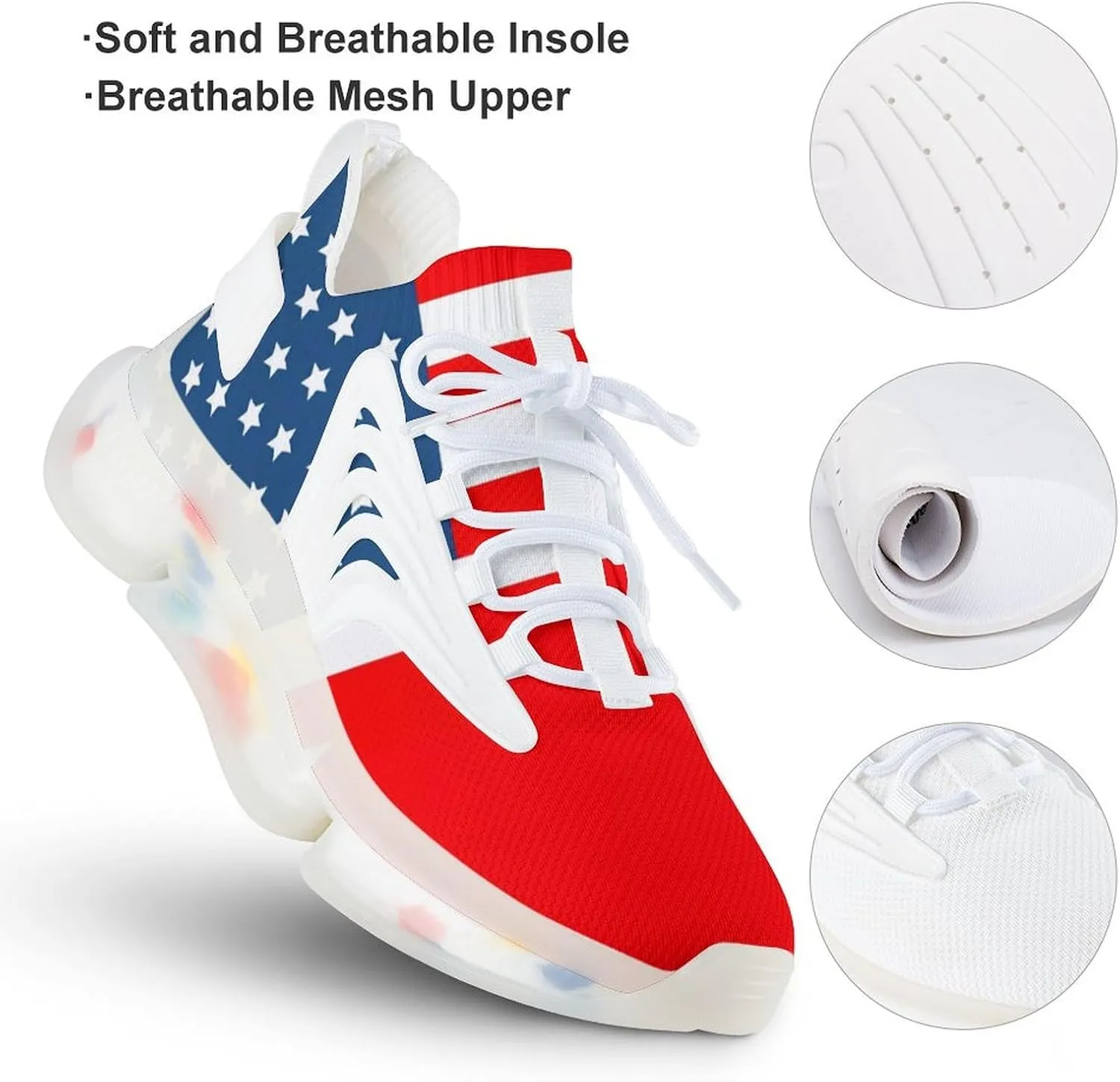 Polish American Flag Men's Running Shoes Lightweight Walking Shoe Breathable Sneaker