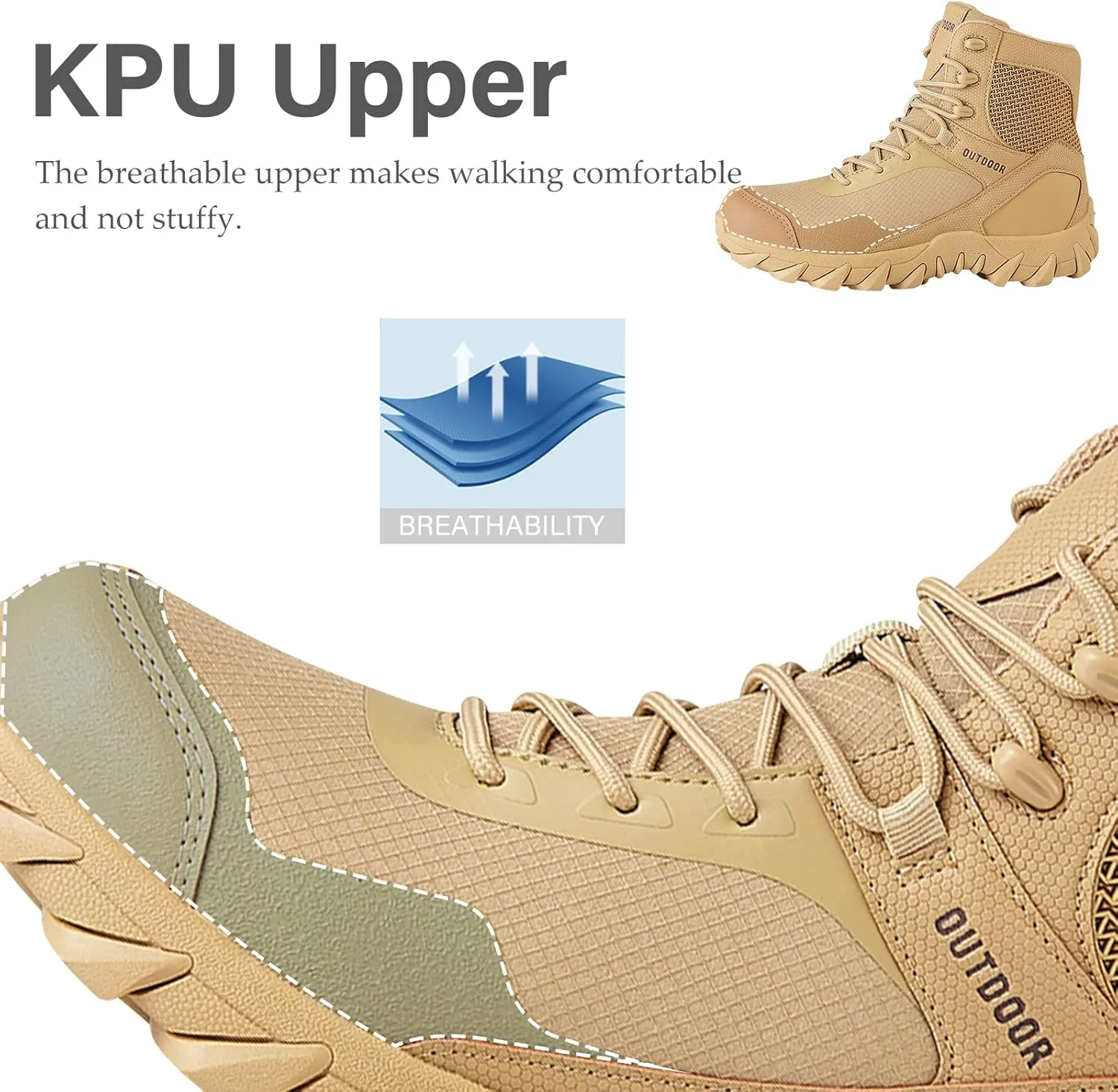 QUNLON Men's military & Tactical Boots Lightweight Combat Boots for Men Breathable Army Jungle Boots Men's Water Resistant Hiking Hunting Outdoor Boots