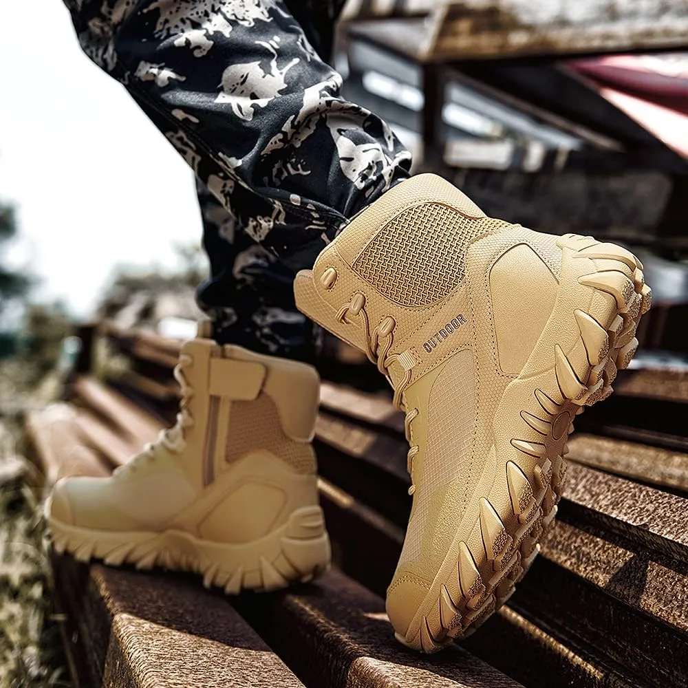 QUNLON Men's military & Tactical Boots Lightweight Combat Boots for Men Breathable Army Jungle Boots Men's Water Resistant Hiking Hunting Outdoor Boots