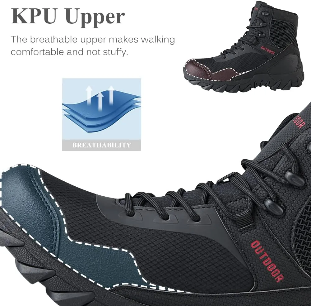 QUNLON Men's military & Tactical Boots Lightweight Combat Boots for Men Breathable Army Jungle Boots Men's Water Resistant Hiking Hunting Outdoor Boots