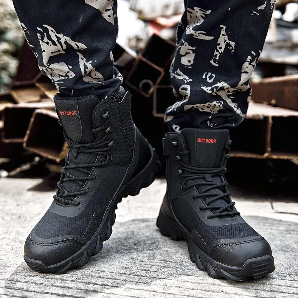 QUNLON Men's military & Tactical Boots Lightweight Combat Boots for Men Breathable Army Jungle Boots Men's Water Resistant Hiking Hunting Outdoor Boots
