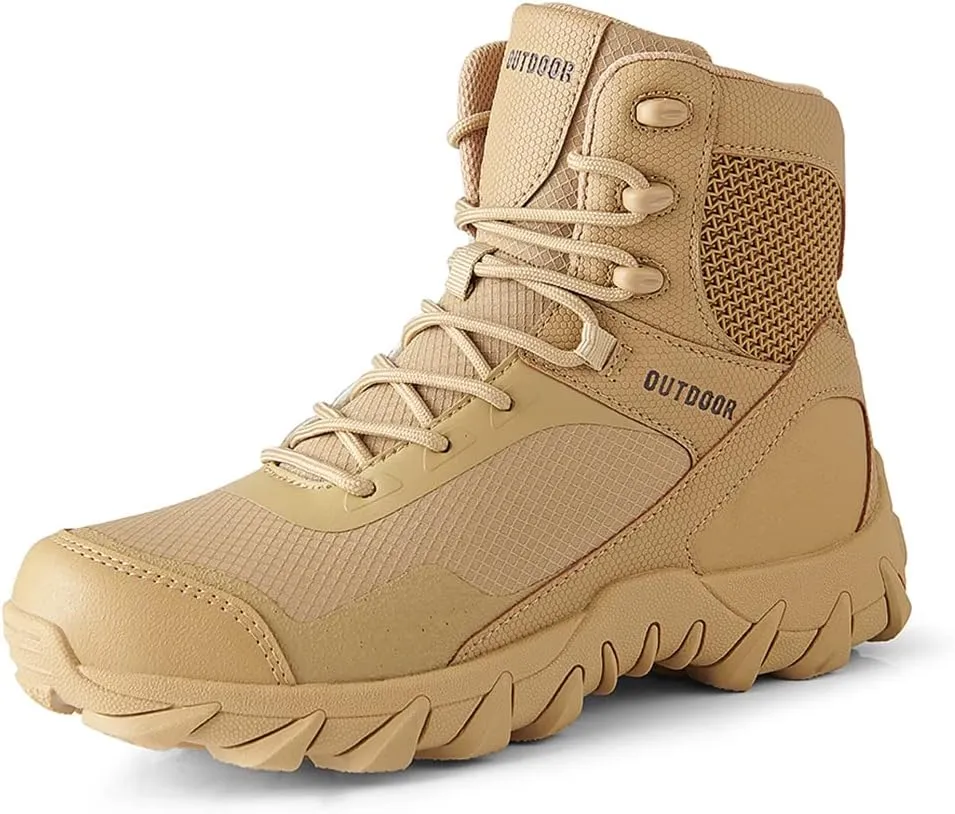 QUNLON Men's military & Tactical Boots Lightweight Combat Boots for Men Breathable Army Jungle Boots Men's Water Resistant Hiking Hunting Outdoor Boots