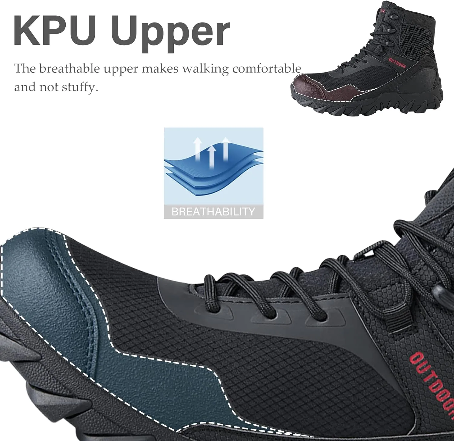 QUNLON Men's military & Tactical Boots Lightweight Combat Boots for Men Breathable Army Jungle Boots Men's Water Resistant Hiking Hunting Outdoor Boots