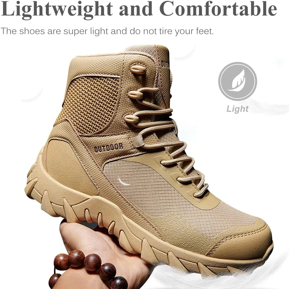 QUNLON Men's military & Tactical Boots Lightweight Combat Boots for Men Breathable Army Jungle Boots Men's Water Resistant Hiking Hunting Outdoor Boots