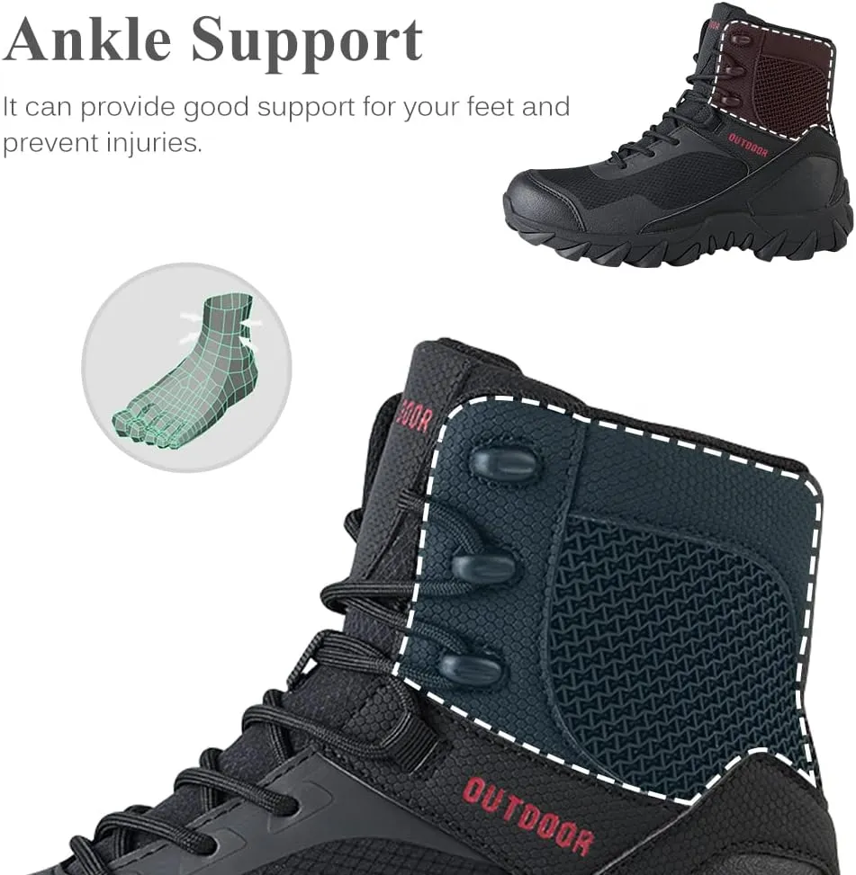 QUNLON Men's military & Tactical Boots Lightweight Combat Boots for Men Breathable Army Jungle Boots Men's Water Resistant Hiking Hunting Outdoor Boots