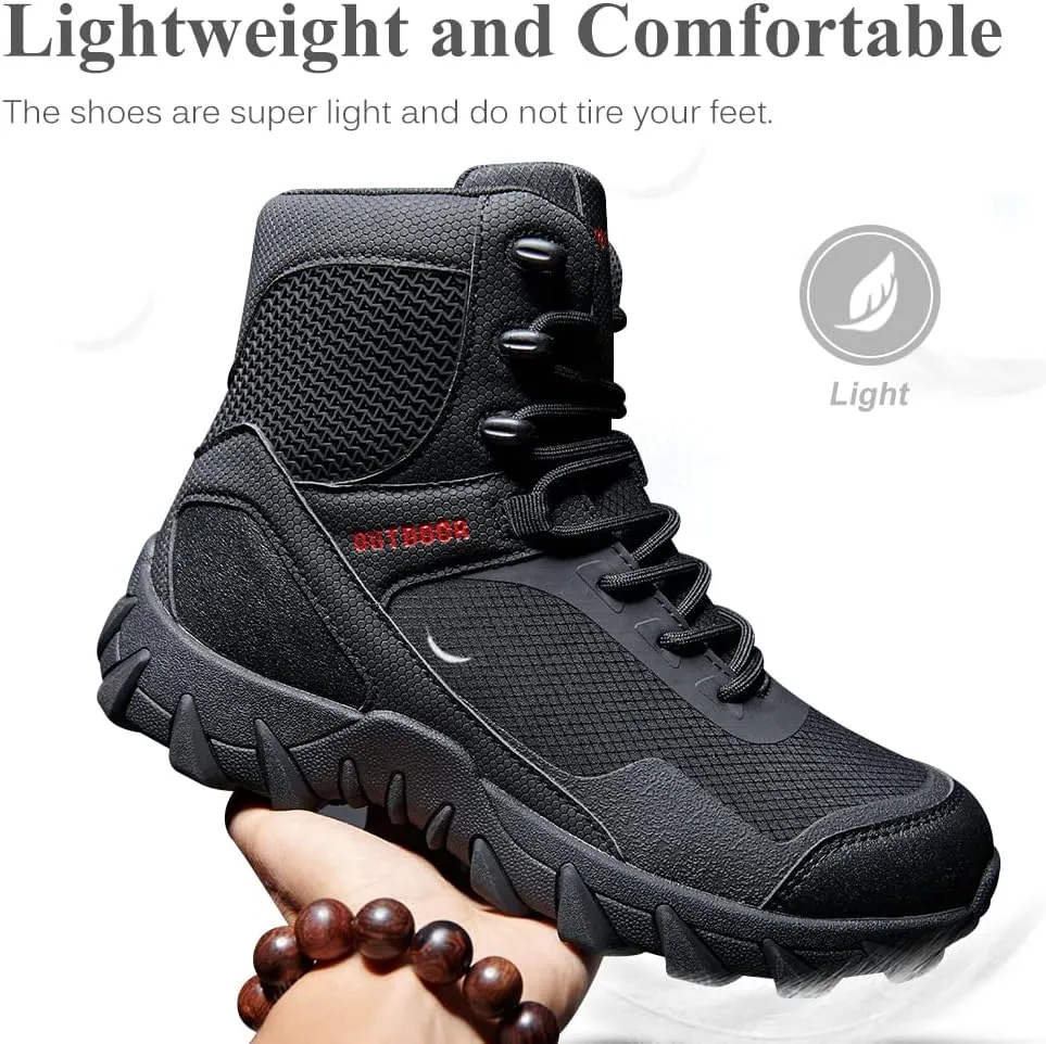 QUNLON Men's military & Tactical Boots Lightweight Combat Boots for Men Breathable Army Jungle Boots Men's Water Resistant Hiking Hunting Outdoor Boots