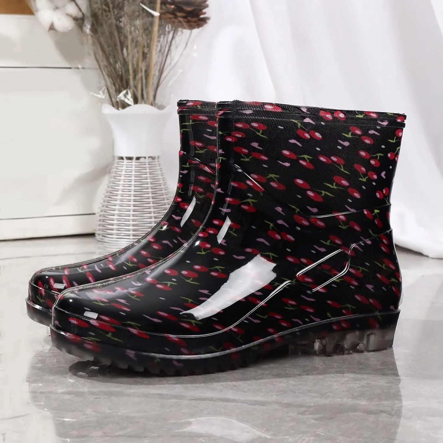 Rain Boots Women Wide Feet Mens Grounded Footwear Small Heel Booties Non Slip Work Barefoot Shoes Women's Mid Calf Rain Boots Waterproof Fashion Womens Chelsea Boots
