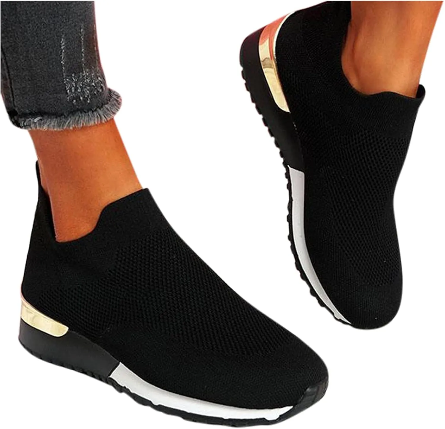 Running Shoes Womens Lightweight White Platform Sneakers Womens Walking Shoes Comfortable & Lightweight Loafers for Men Womens Slip On Sneakers with Arch Support