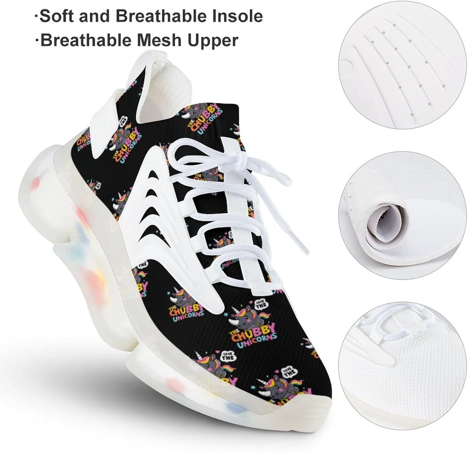 Save The Chubby Unicorns Men's Running Shoes Lightweight Walking Shoe Breathable Sneaker