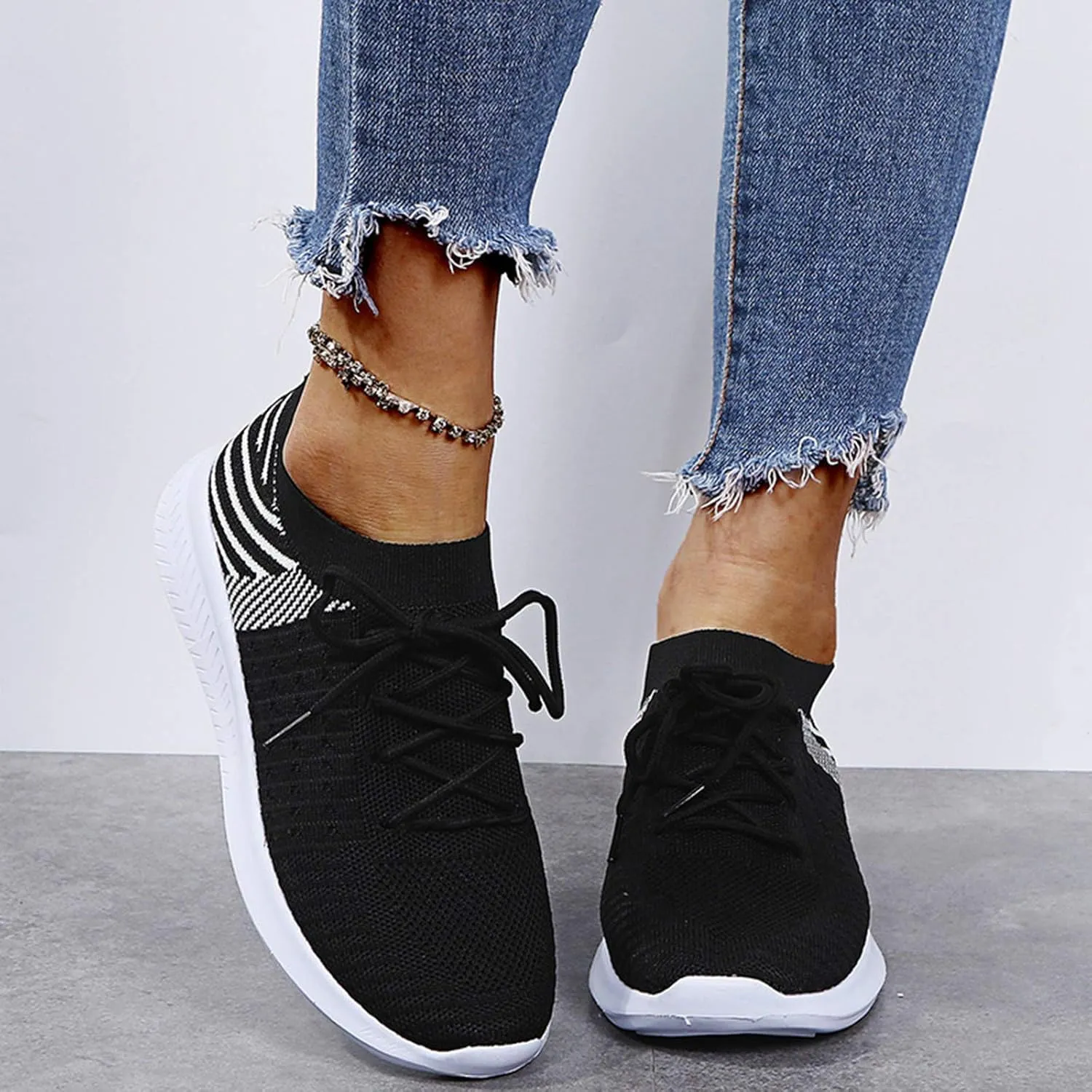 SBGMoSJ Running Shoes for Women Wide Toe Box Women's Slip On Tennis Shoes Size 8 Hiking Shoes for Women Extra Wide White Sneakers for Women Womens Black Sneakers Wide Width