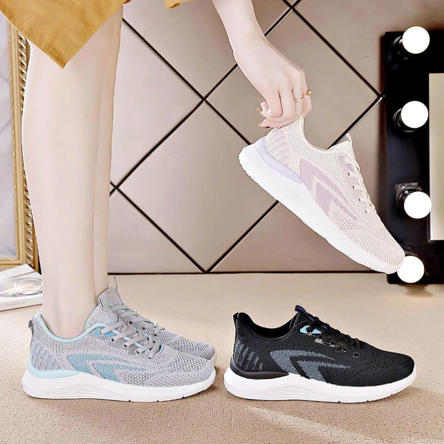 SBGMoSJ Women Sneakers Size 9 Black Comfy Work Shoes for Women Business Casual Sneakers Women Trendy Fashion Sneakers for Women Size 8 Wide Zapato para Mujer Antiderrapante Trabajo En Restaurante