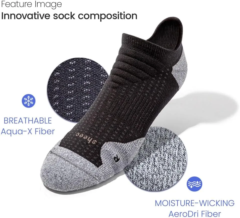 SHEEC Men's Cushioned Athletic Socks, Arch Support, Moisture-Wicking, Anti-Blister-Crew, Quarter & Ankle for Running & Hiking