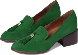 SHODENSE Women Round Toe Chunky Heel Loafers Tassel Slip On Suede Loafer Pumps Fringed Vintage 2 inch Mid Block Heel Dress Shoes with Tassels Comfortable Office Ladies Casual Walking 4-11 M US