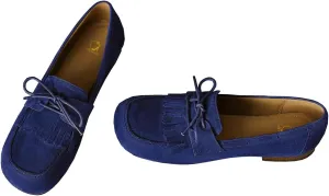 SHODENSE Women Vintage Bow Flats Square Closed Toe Suede Loafer Flats Slip On Low Chunky Block Heel Oxford Loafer Shoes Wingtip Bow-Tie Flat Penny Loafers Comfort Office Work Flats Driver 4-11 M US