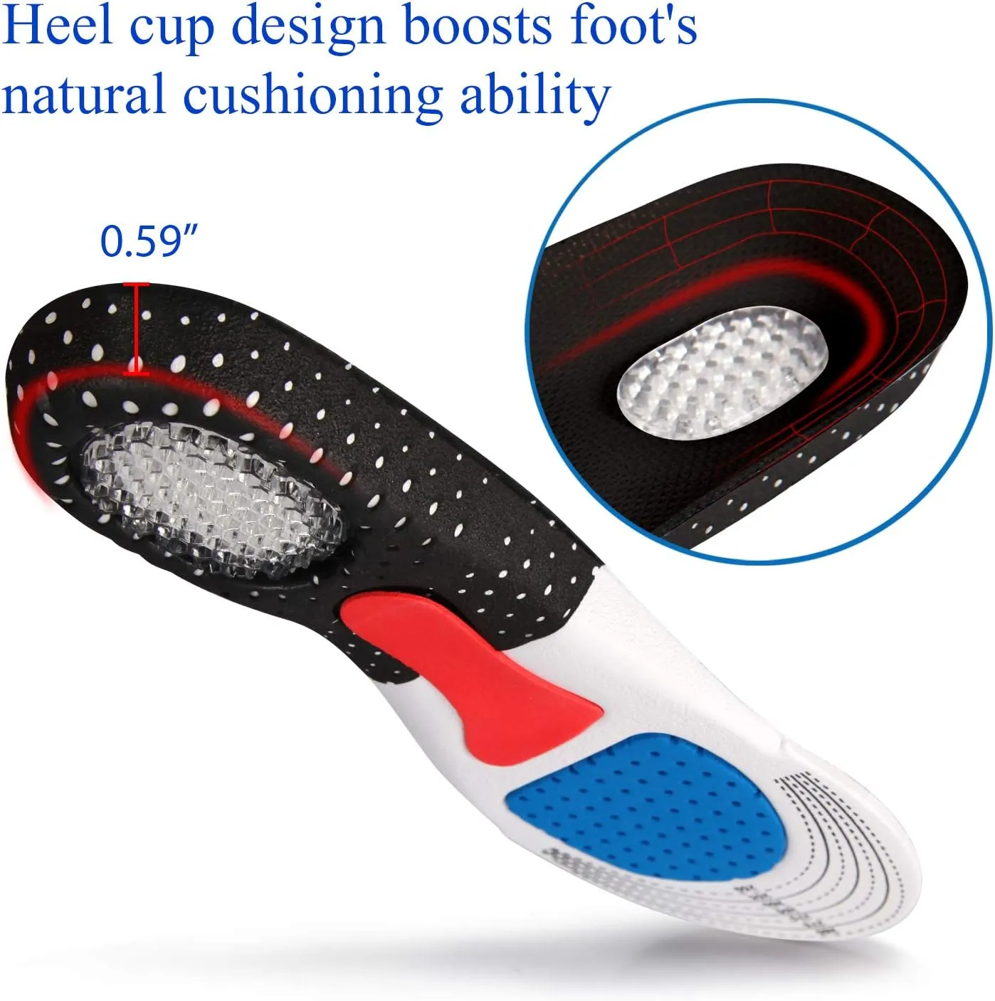Shoe Insoles for Men & Women Plantar Fasciitis Orthotic Inserts Shock Absorbing Anti Fatigue for Walking, Runing and Sports