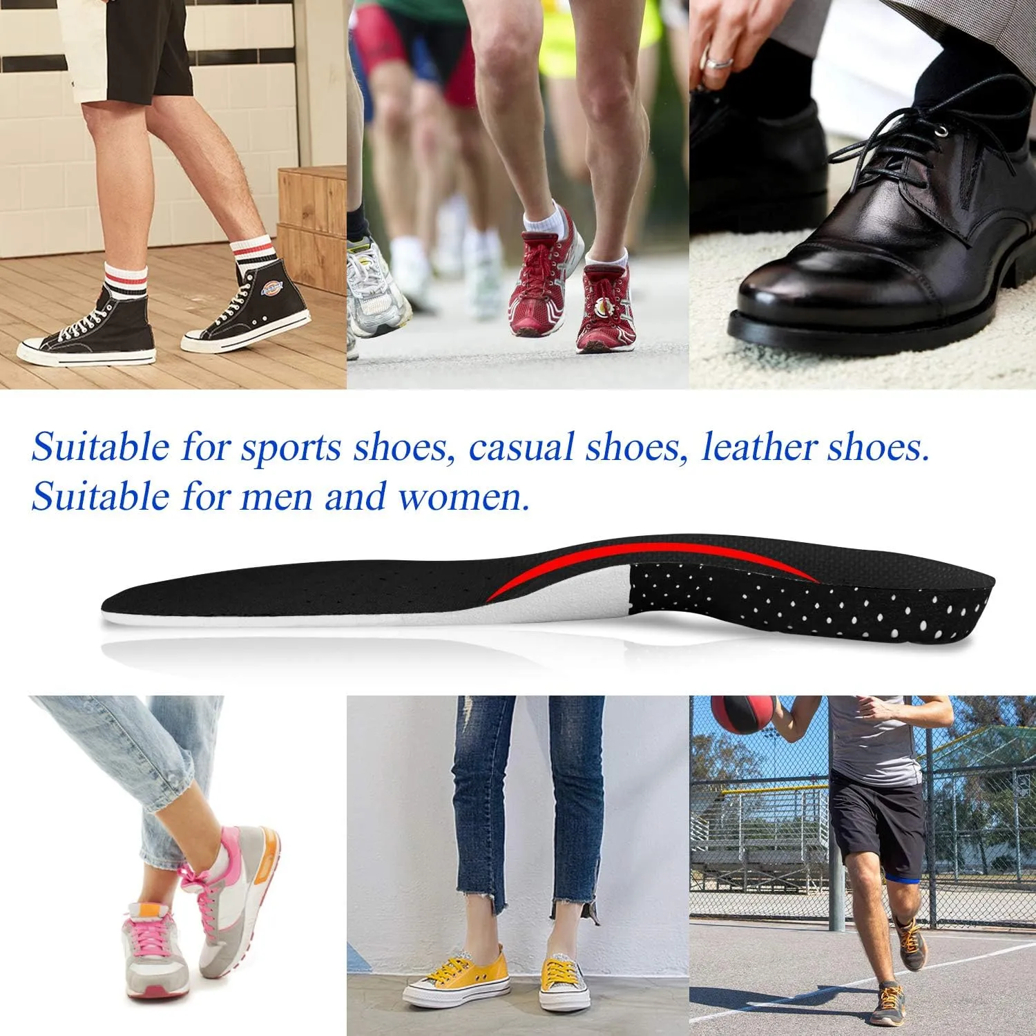 Shoe Insoles for Men & Women Plantar Fasciitis Orthotic Inserts Shock Absorbing Anti Fatigue for Walking, Runing and Sports