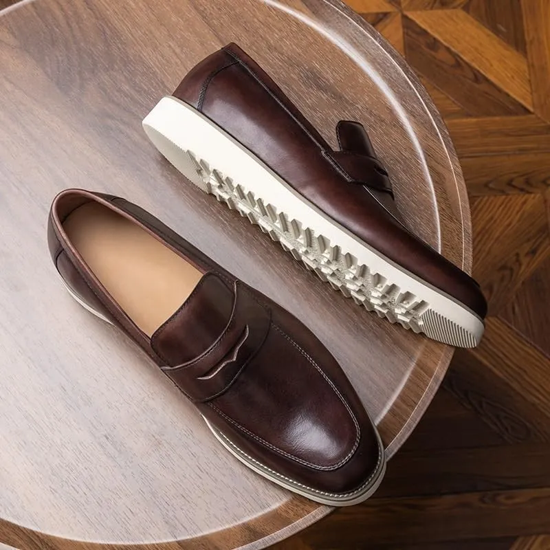Slip-on Loafer Luxury Leather Lined Shoes for Men Men's Premium Genuine Hand-Made Leather Casual Slip on Loafers Breathable Driving Shoes