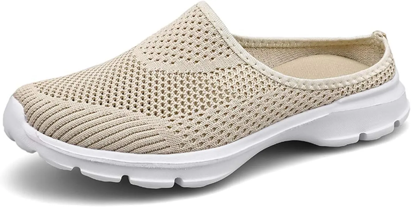 Slip On Mules & Clogs for Womens Breathable Mesh Walking Mules Sneakers Lightweight Open Back Slip On Shoes Closed Toe Slides Summer Breathable Slippers