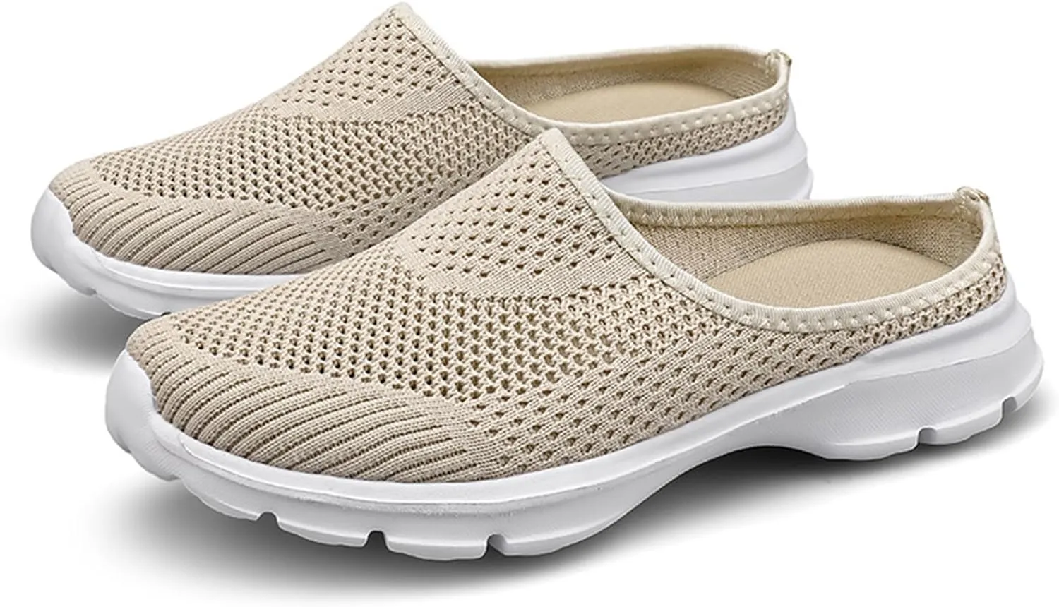 Slip On Mules & Clogs for Womens Breathable Mesh Walking Mules Sneakers Lightweight Open Back Slip On Shoes Closed Toe Slides Summer Breathable Slippers